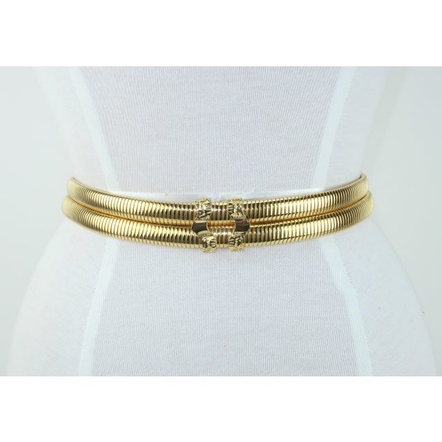 Late 20th Century Judith Leiber Gold Lion Medallion Stretch Mesh Belt For Sale - Image 5 of 12