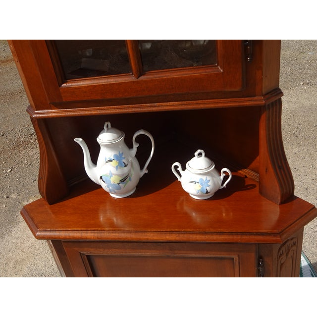 Wood Vintage Glass Corner Display Cabinet, 1980s For Sale - Image 7 of 18