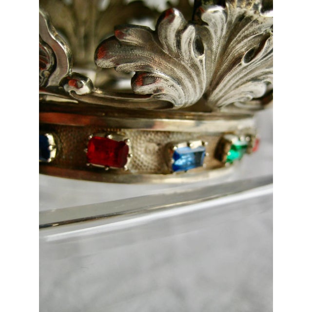 Silver Statue Crown With Colored Stones 19 Century For Sale - Image 9 of 10