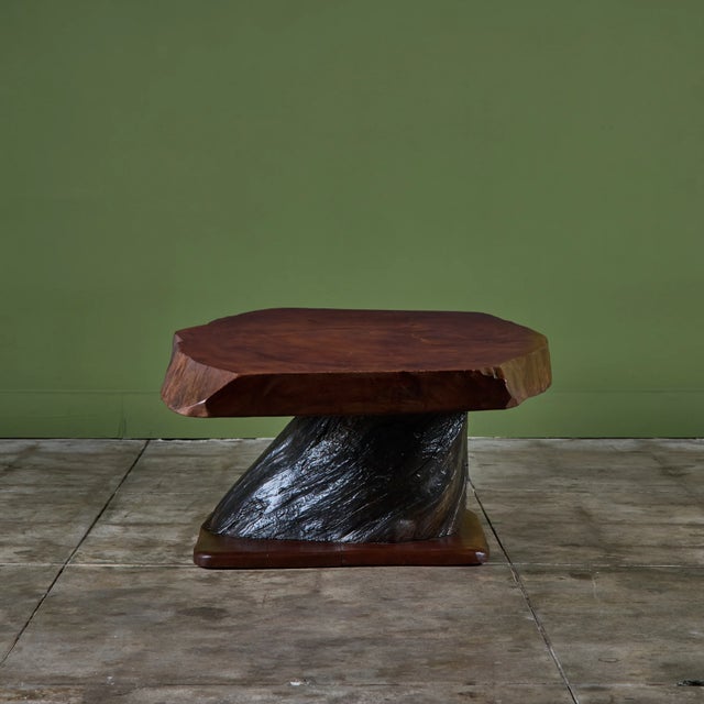 Mid-Century Modern Live Edge Redwood Coffee Table For Sale - Image 3 of 18