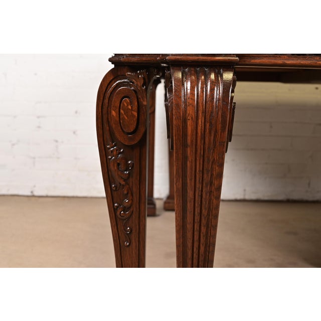 R. J. Horner Style Monumental Antique Victorian Carved Oak Extension Dining Table, Newly Refinished For Sale - Image 13 of 16