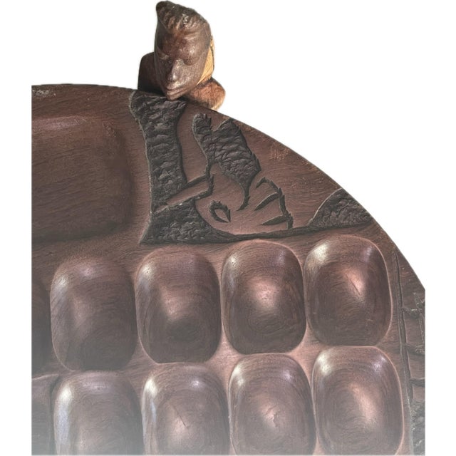 Wood Vintage Hand-Carved African Game Table / Mancala Table From Malawi For Sale - Image 7 of 12