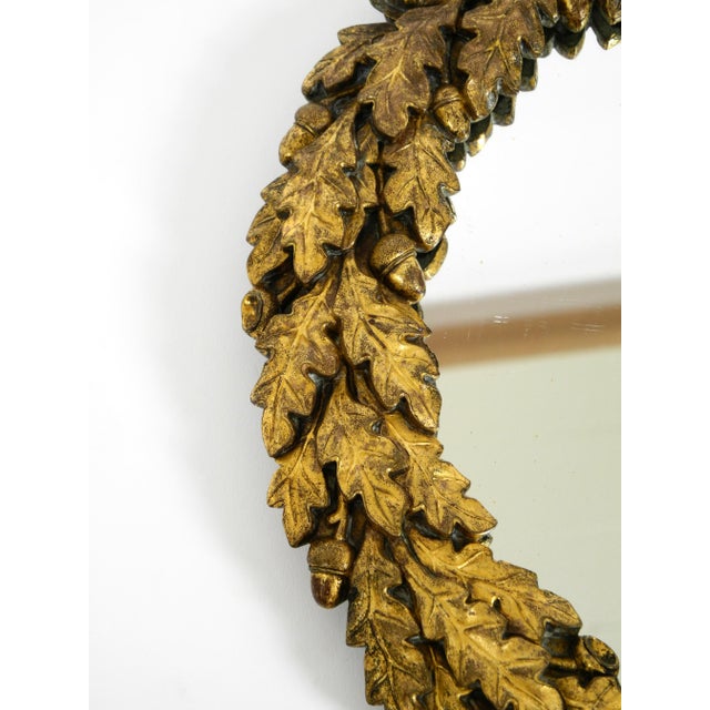 Small Mid-Century Modern French Wall Mirror with Ornate Brass Frame, 1950s For Sale - Image 11 of 17