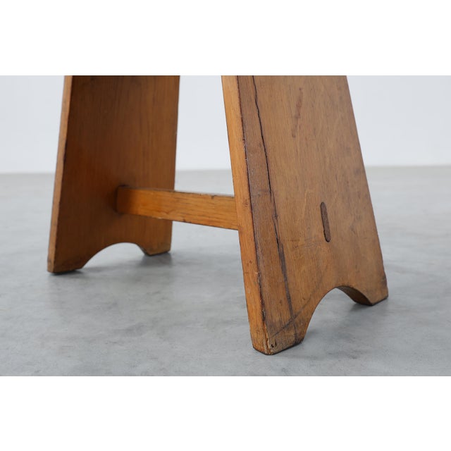 Rustic Pine Stool with Cut-Out Trestle Legs, Sweden, 1920 For Sale - Image 13 of 17