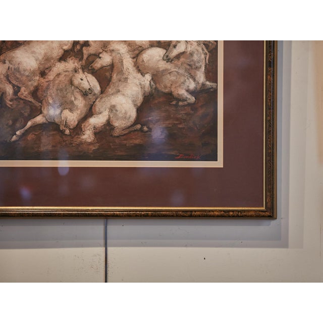 Mid 20th Century Signed Charles Burdick Midcentury Acrylic Horse Painting in Frame under Glass For Sale In Atlanta - Image 6 of 12