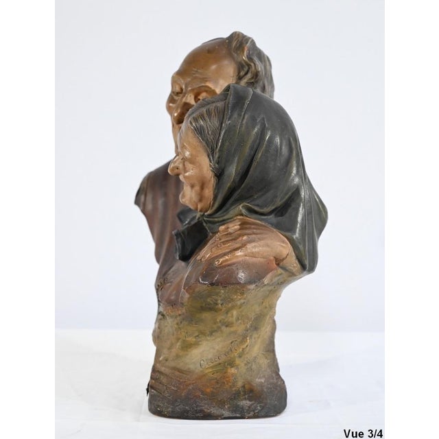 E.Ceccarelli, Les Noces d’Or, Late 1800s, Terracotta Sculpture For Sale - Image 13 of 18