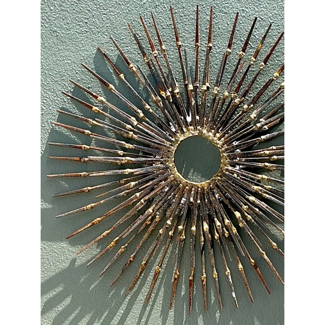 Vintage MCM Wrought Iron Sunburst For Sale - Image 12 of 12