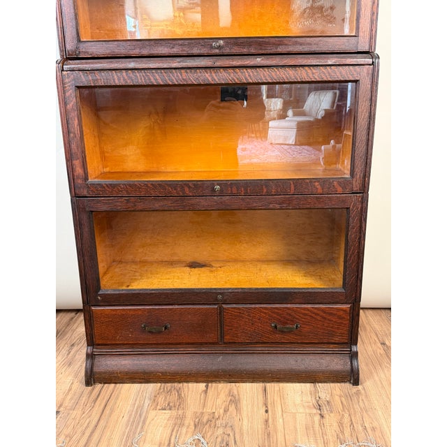 Antique Hale System Quarter-Sawn Oak Five-Stack Barrister Bookcase, C. 1910 For Sale - Image 13 of 15