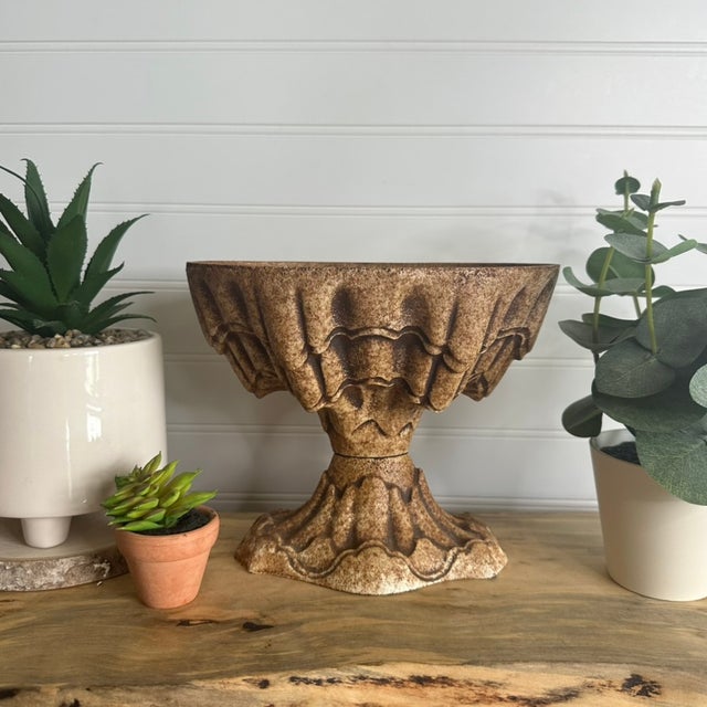 Victorian Antique Victorian Cast Iron Pedestal Urn Jardiniere Planter W/ Original Paint For Sale - Image 3 of 11