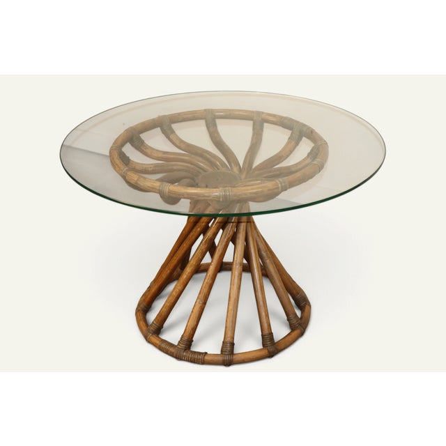 Bamboo and Glass Table by Bernard Govin for Eguizier, 1970s For Sale - Image 11 of 18