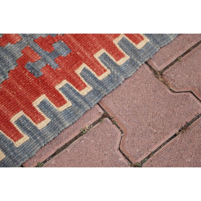 1960s 1960s Turkish Traditional Tribal Design Red Hand Knotted Oushak Kilim Rug For Sale - Image 5 of 8
