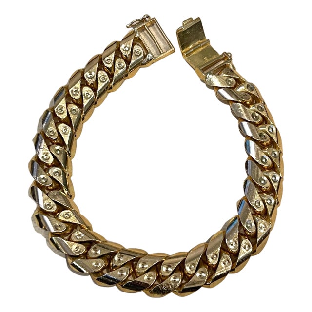 Vintage 22 Karat Yellow Gold 102.1 Gm Cuban link Bracelet Unisex For Sale