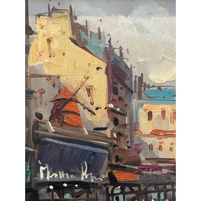 French Country Vitti Impressionist Signed Paris Cityview Framed Oil on Canvas For Sale - Image 3 of 6