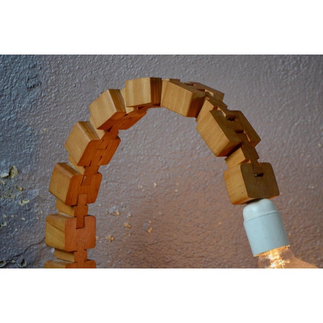 Vintage Articulated Wooden Table Lamp, 1970s For Sale - Image 4 of 12