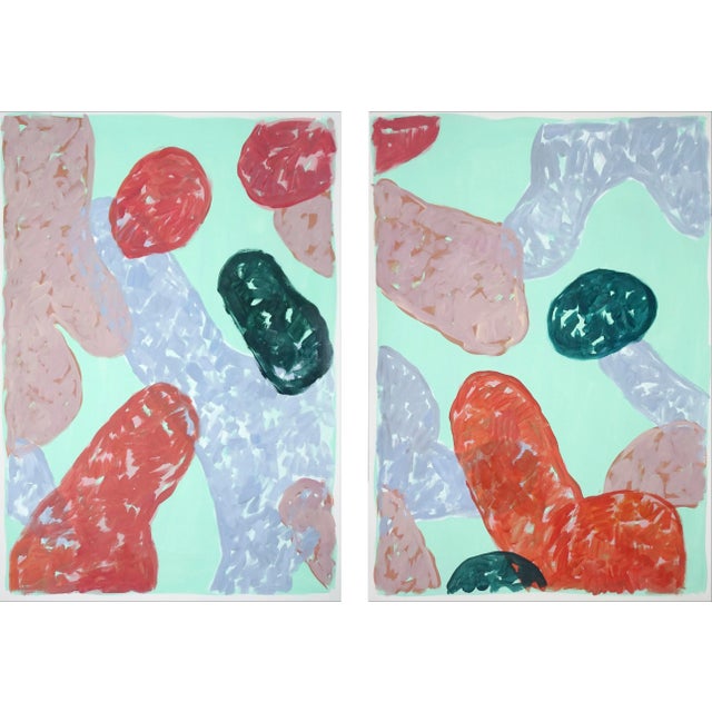 2021 "Late Summer Fruit" Abstract Diptych Acrylic Painting - a Pair For Sale