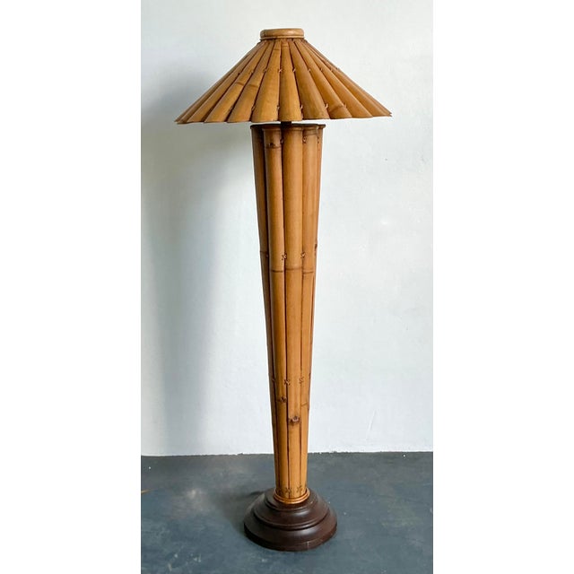 Mid-Century Modern Vintage Boho Split Bamboo Floor Lamp For Sale - Image 3 of 11