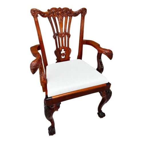 Vintage 1900s Carved Mahogany Claw Ball Eagle Head Georgian