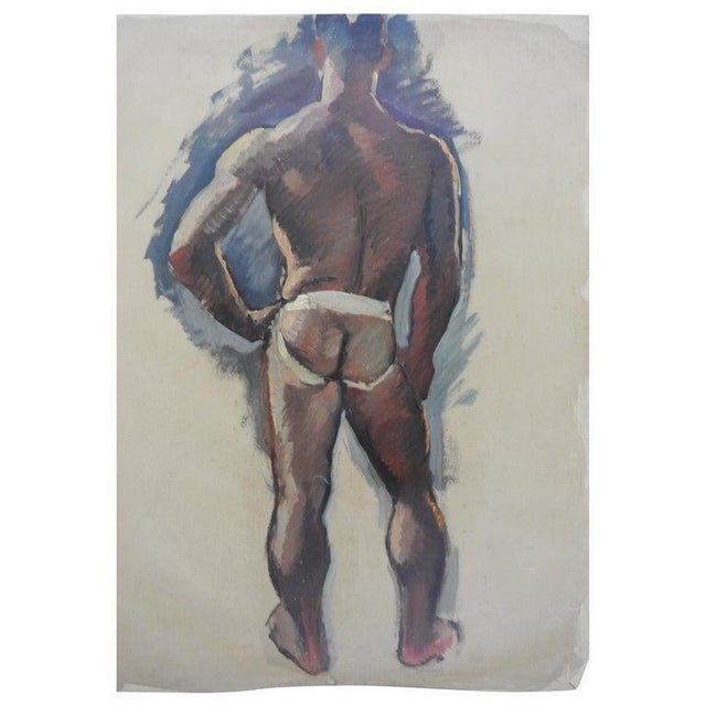 Copper Robert Whitmore Oil Painting on Canvas of Partially Nude Male For Sale - Image 8 of 8