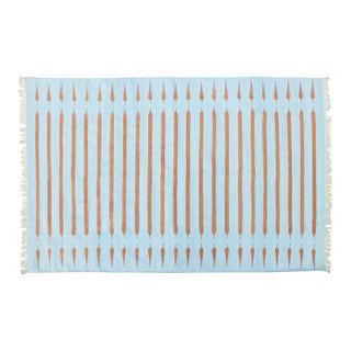 Amritsar Rug, 6' x 9', Light Blue and Terra Cotta For Sale