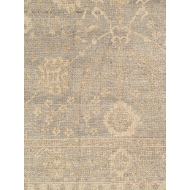 Vintage Oushak Carpet, Oriental Rug, Handmade Green Grey, Ivory, Saffron For Sale - Image 9 of 12