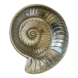 Vintage Sea Shell Metal Bowl Mexican Mariposa For Sale