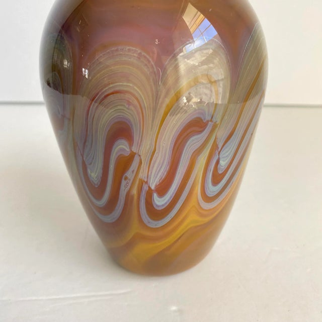 1970s Vintage Eric Berlin Art Glass Swirl Vase Hand Blown Alder House Oregon Signed Berlin 78 For Sale - Image 5 of 8