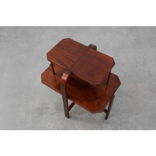 Wood Art Deco Two-Tier Side Table in Wood, 1920 For Sale - Image 7 of 12