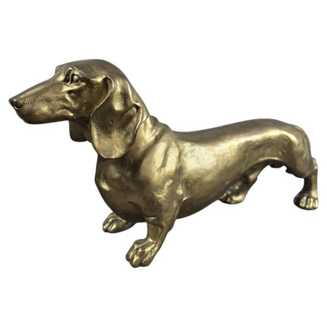 Bronze Dachshund Dog Sculpture with Polished Gold Finish For Sale - Image 14 of 14