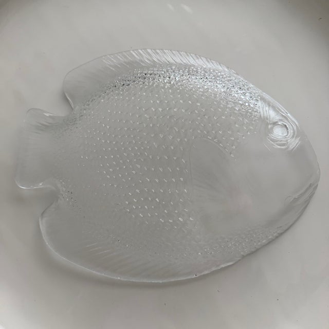 Vintage Arcoroc France Clear Glass Fish Plates - Set of 4 For Sale In Jacksonville, FL - Image 6 of 9