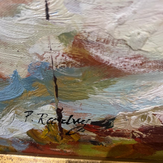 1970s 20 Th Century Italian School Impressionist Style Oil on Canvas Seascape View Signed Framed For Sale - Image 5 of 11