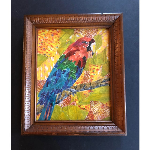 "Feathered Friend" Signed Original Contemporary Bird Collage, Framed For Sale - Image 4 of 4