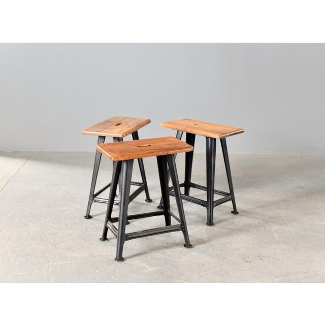 Bauhaus Industrial Factory Stools from Rowac, 1920s, Set of 3 For Sale - Image 3 of 17