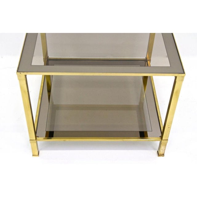 Metal Late Mid-Century Regency Brass Side Table in Smoked Glass, Italy, 1970 For Sale - Image 7 of 18