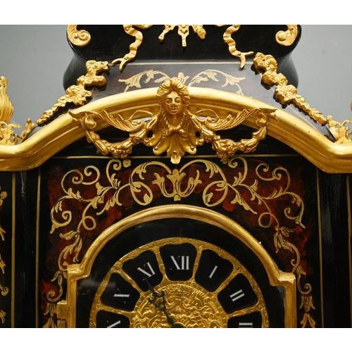 Gold French Boulle Style Mantel Clock with Pedestal Stand For Sale - Image 8 of 16
