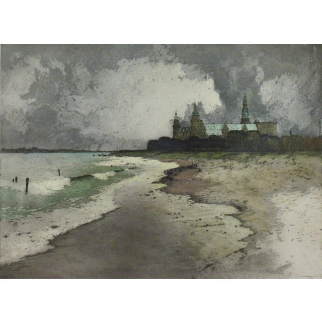 Realism Luigi Kasimir Kronborg Slot 1919 Original Print For Sale - Image 3 of 7