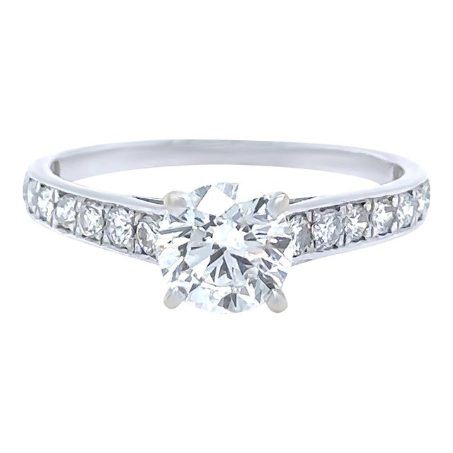 Gia 18ct White Gold Diamond Engagement Ring 1.47ct 2.31g, Size 7.25 For Sale