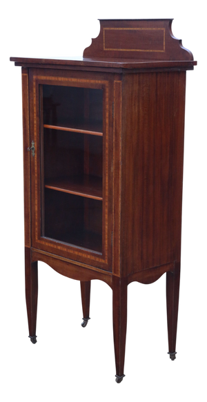 Antique Edwardian Inlaid Mahogany Display Cabinet or Bookcase, 1910s