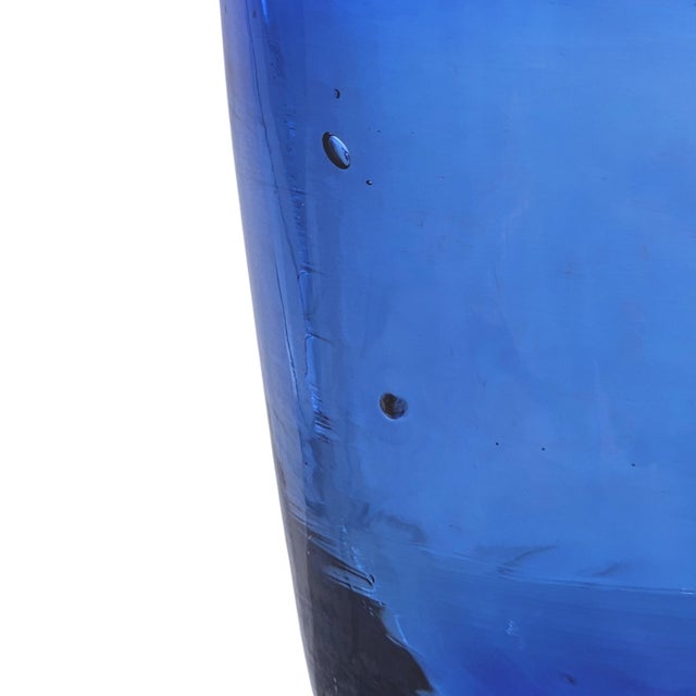 Late 20th Century Mexican Hand-Blown Cobalt Blue Wine Goblets With Aqua Stems 8" - Set of Six For Sale - Image 14 of 15