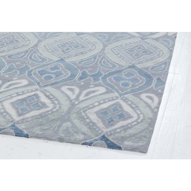 Textile Contemporary Blue-Grey Mandorla Rug by Doris Leslie Blau For Sale - Image 7 of 7