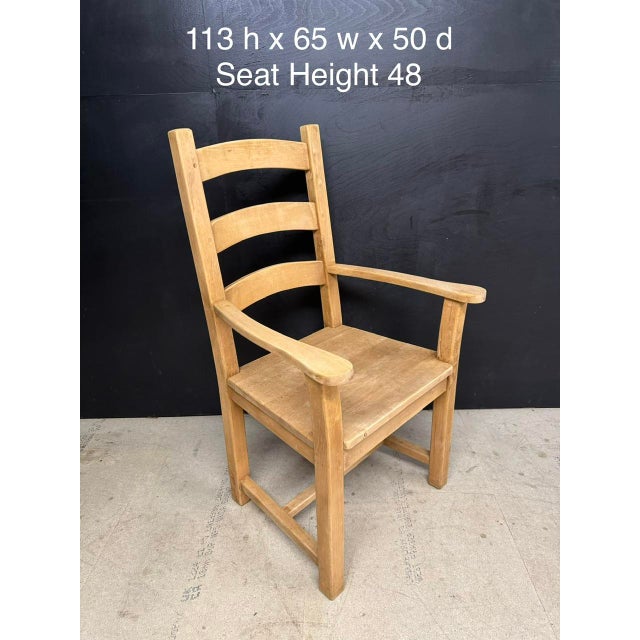 Wood Bleached Oak Farmhouse Dining Chairs, 1940, Set of 6 For Sale - Image 7 of 12