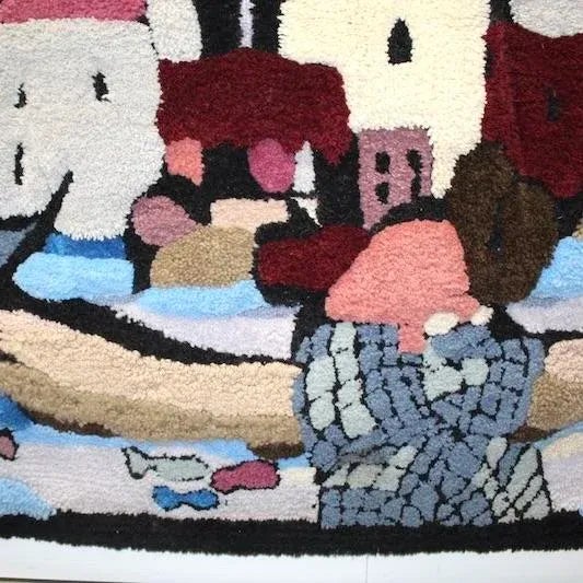 Blue 1970s Decorative Rug | Old City Jerusalem For Sale - Image 8 of 9
