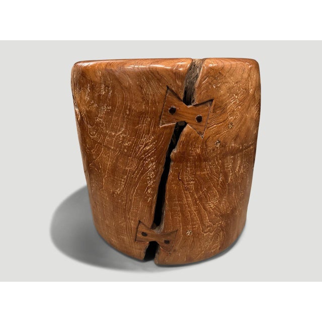 Andrianna Shamaris Century Old Teak Wood Side Table For Sale - Image 4 of 18