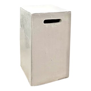 Circa 2016 Paola Navone for Gervasoni Contemporary Italian Glazed White Glass-Fiber Reinforced Concrete Side Table or Pouf For Sale