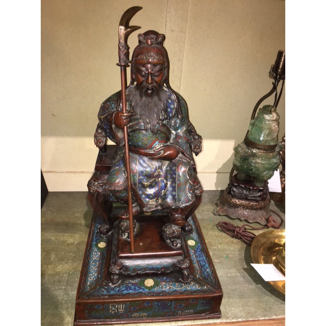 A Japanese Cloisonné Nobleman with gold stone mounted in forehead. Stone is slightly chipped but otherwise in mint...