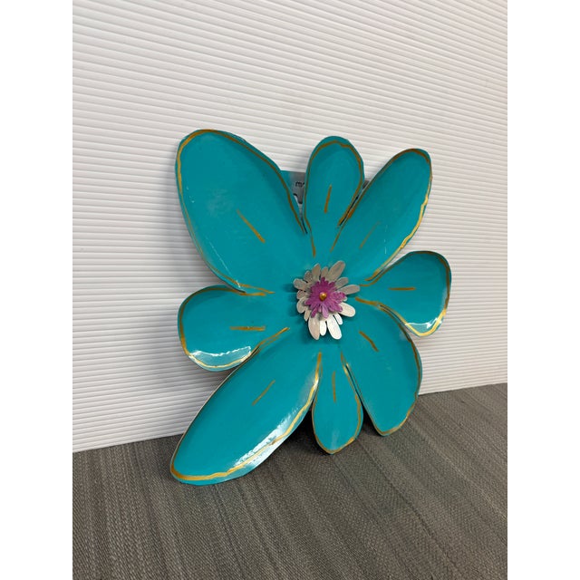 Pat & Andre Juneau Metal Flower Wall Sculpture, Large For Sale - Image 10 of 12