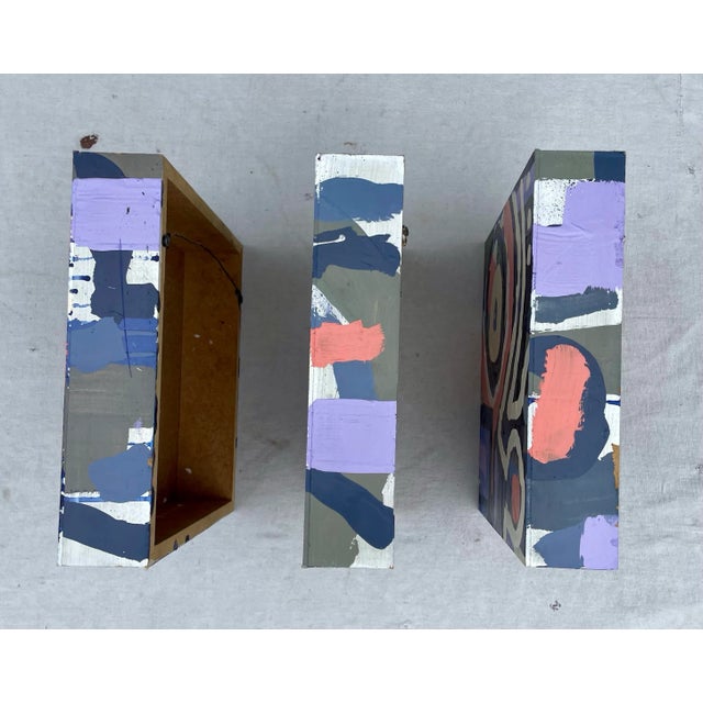 Set of 3 Modern Original Abstract Square Paintings For Sale - Image 10 of 12