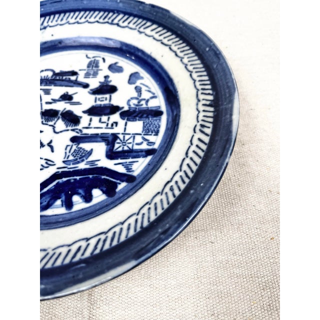 Antique Chinese Export Blue Willow Canton Dish For Sale - Image 9 of 11