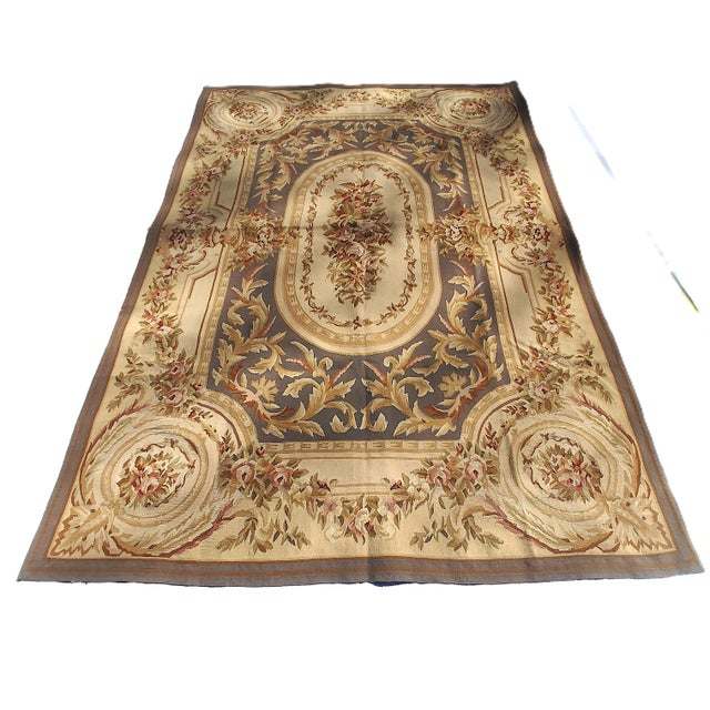 Aubusson Rug with Terracotta Border For Sale - Image 4 of 7