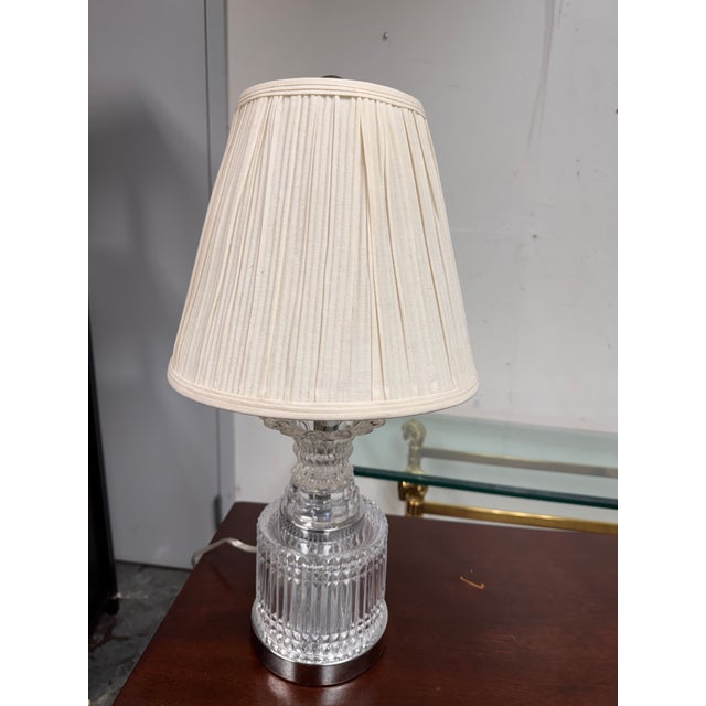 Glass Mid 20th Century Cut Crystal Table Lamp, Vintage For Sale - Image 7 of 12