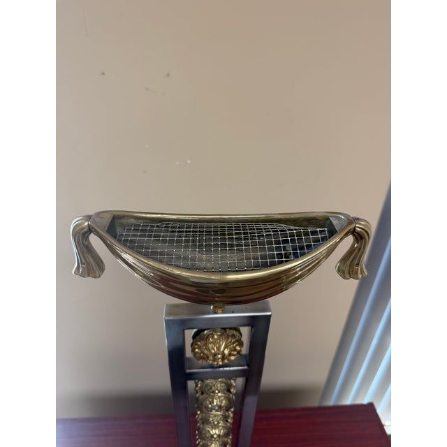 Metal Hand-Cast Ormolu Brass Table Torchère With Marble Base For Sale - Image 7 of 8